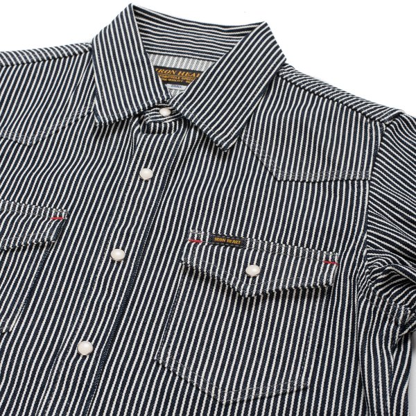 IHSH-07-IND | Iron Heart Japanese Hickory Stripe Western Shirt - Indigo