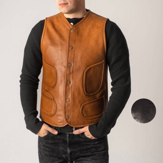 SFK & Life Goatskin Leather Work Vest by Faith in Black or Brown
