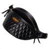 Diamond Stitched Leather Waist Bag Black/Black
