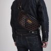 Diamond Stitched Leather Waist Bag Red/Black