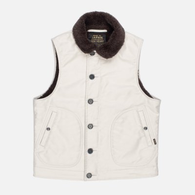 Alpaca Lined Whipcord N1 Deck Vest - Ivory
