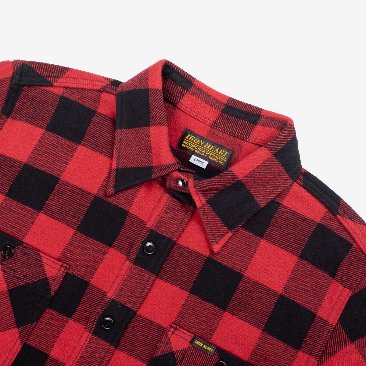 Iron Heart Ultra Heavy Flannel Buffalo Check Work Shirt - Red/Black